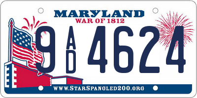 MD license plate 9AD4624
