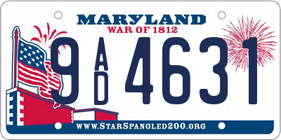 MD license plate 9AD4631