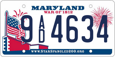 MD license plate 9AD4634