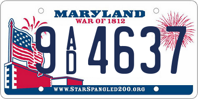 MD license plate 9AD4637