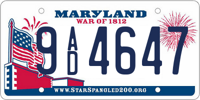 MD license plate 9AD4647