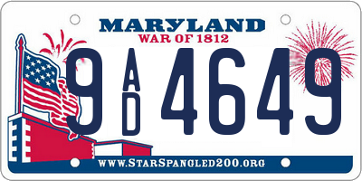 MD license plate 9AD4649