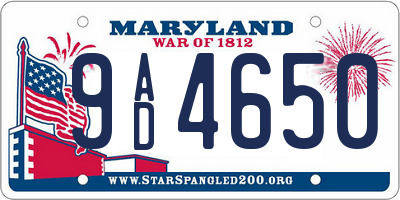 MD license plate 9AD4650