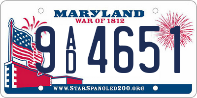 MD license plate 9AD4651