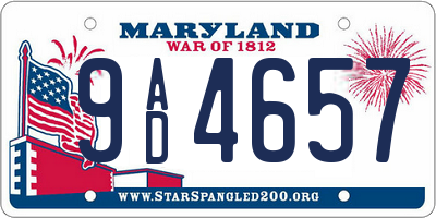 MD license plate 9AD4657