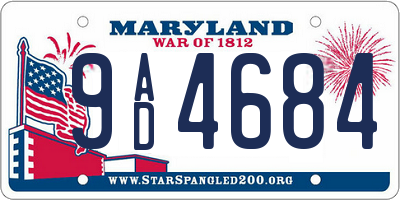 MD license plate 9AD4684