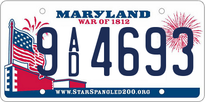 MD license plate 9AD4693