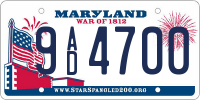 MD license plate 9AD4700