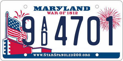 MD license plate 9AD4701
