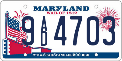 MD license plate 9AD4703