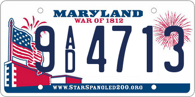 MD license plate 9AD4713