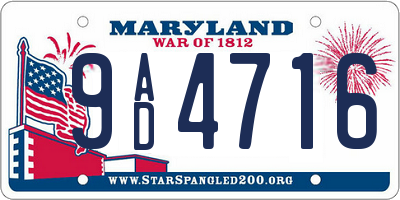 MD license plate 9AD4716