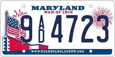 MD license plate 9AD4723