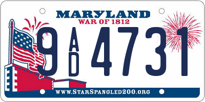 MD license plate 9AD4731