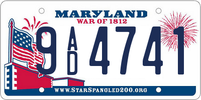 MD license plate 9AD4741