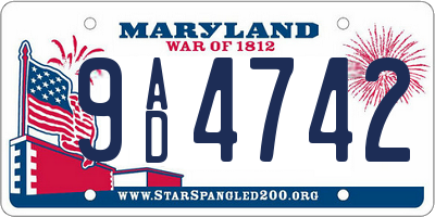 MD license plate 9AD4742