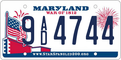 MD license plate 9AD4744