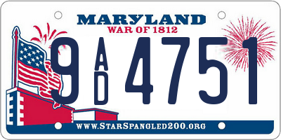 MD license plate 9AD4751