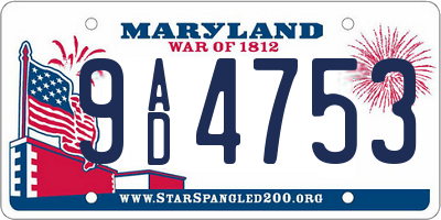 MD license plate 9AD4753