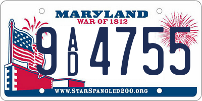 MD license plate 9AD4755