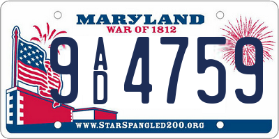 MD license plate 9AD4759