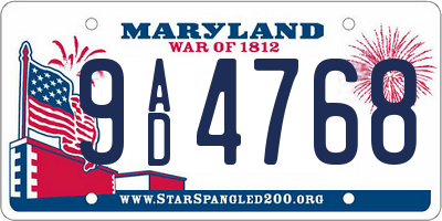 MD license plate 9AD4768