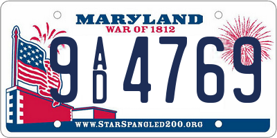 MD license plate 9AD4769