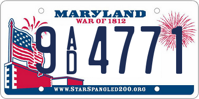 MD license plate 9AD4771