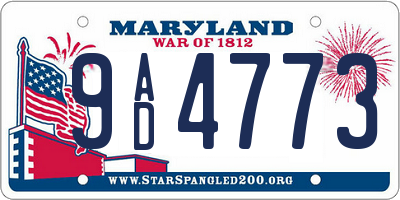 MD license plate 9AD4773