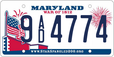 MD license plate 9AD4774