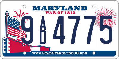 MD license plate 9AD4775