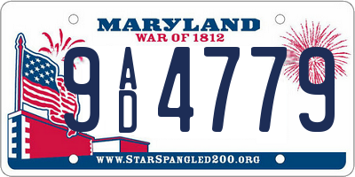 MD license plate 9AD4779