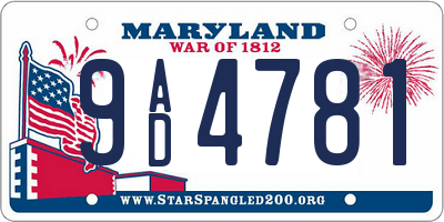 MD license plate 9AD4781