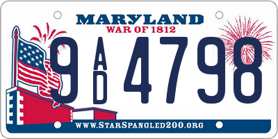 MD license plate 9AD4798
