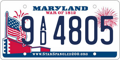 MD license plate 9AD4805