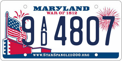 MD license plate 9AD4807