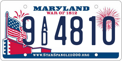 MD license plate 9AD4810