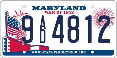 MD license plate 9AD4812