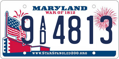 MD license plate 9AD4813