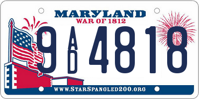 MD license plate 9AD4818