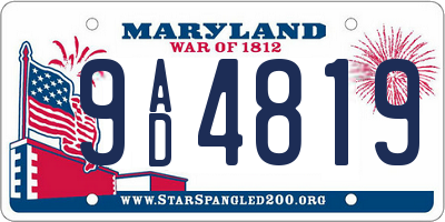 MD license plate 9AD4819