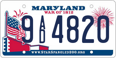 MD license plate 9AD4820
