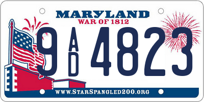 MD license plate 9AD4823