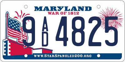 MD license plate 9AD4825