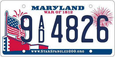 MD license plate 9AD4826