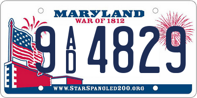 MD license plate 9AD4829