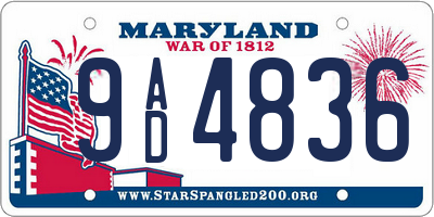 MD license plate 9AD4836