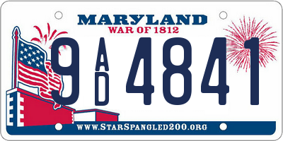 MD license plate 9AD4841
