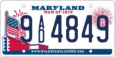 MD license plate 9AD4849