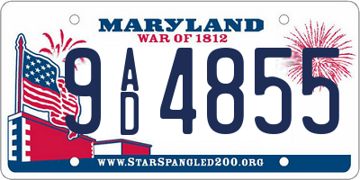 MD license plate 9AD4855